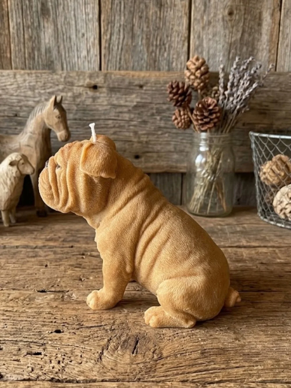 Brown Bulldog Decorative Candle - Home Accents